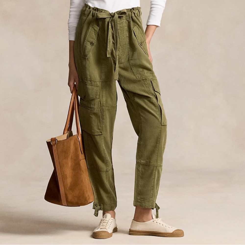 Ralph Lauren Linen-Blend Twill Cargo Pant in Olive - Size 4